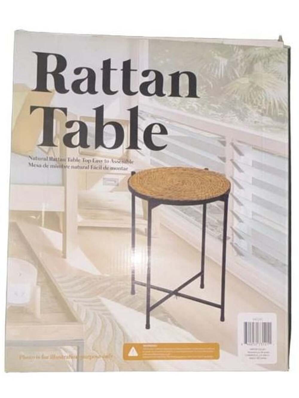 NWT Homestead Round Rattan Accent Table Metal Frame